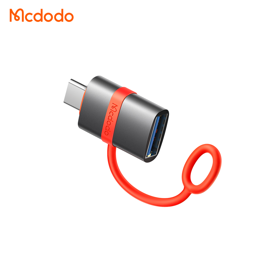Mcdodo - Προσαρμογέας (OT-3810) - με γάντζο σιλικόνης, κράμα αλουμινίου, USB σε Type-C, 5Gbps, φορητός σχεδιασμός, Plug&Play - γκρι - Image 2