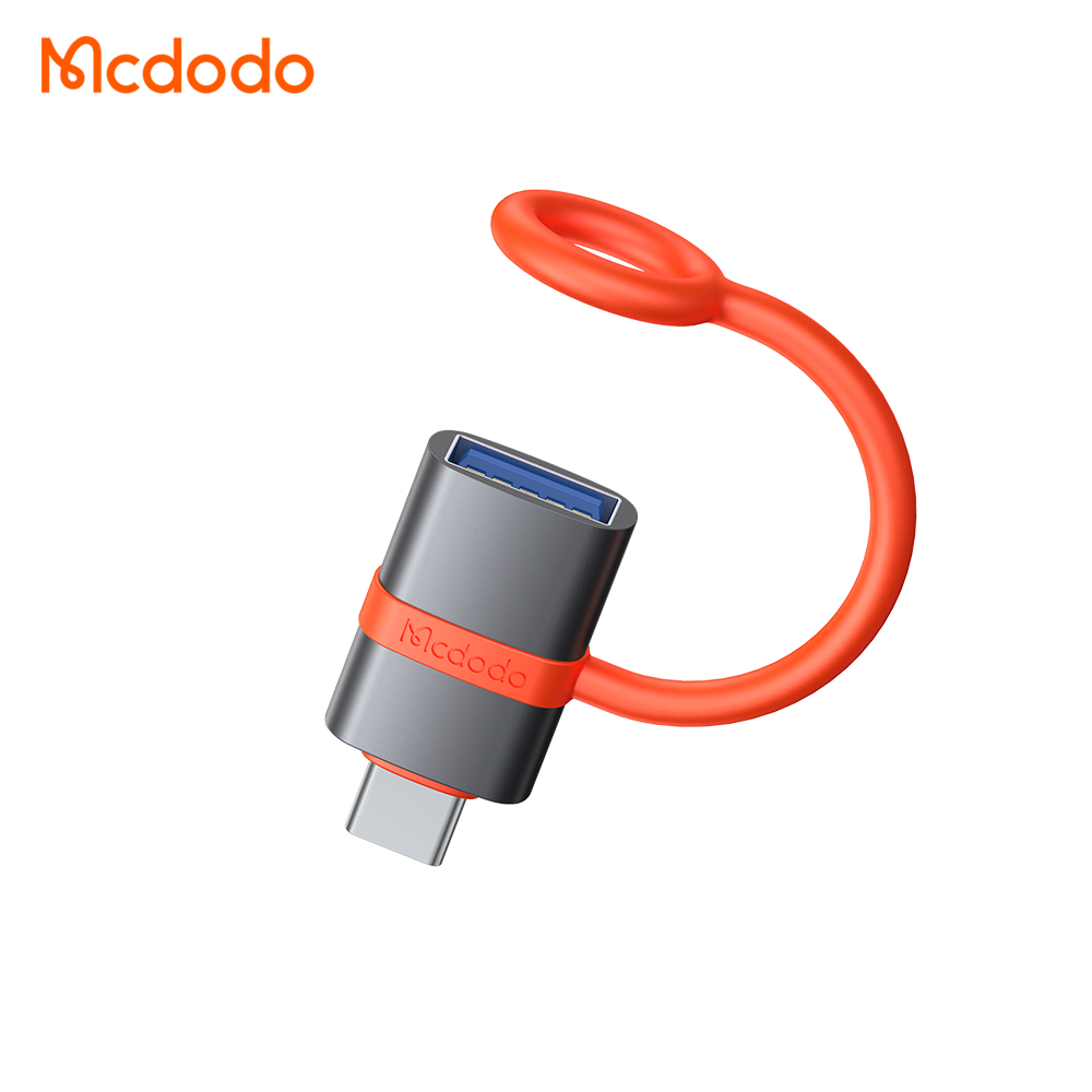 Mcdodo - Προσαρμογέας (OT-3810) - με γάντζο σιλικόνης, κράμα αλουμινίου, USB σε Type-C, 5Gbps, φορητός σχεδιασμός, Plug&Play - γκρι - Image 3