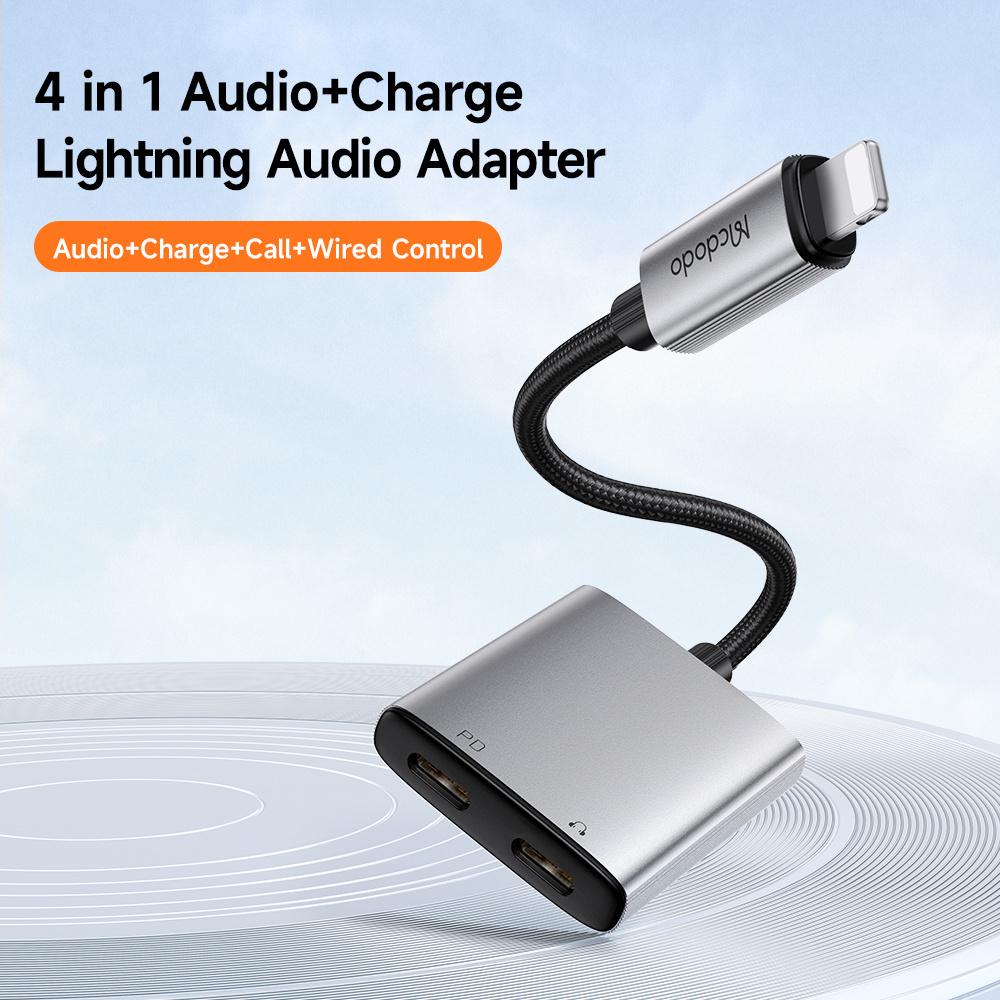 Mcdodo - Προσαρμογέας ήχου Wales Series (CA-5560) - Lightning σε 2x Lightning, κράμα αλουμινίου, νάιλον, 5V/2A, 12,5cm - Γκρι - Image 2