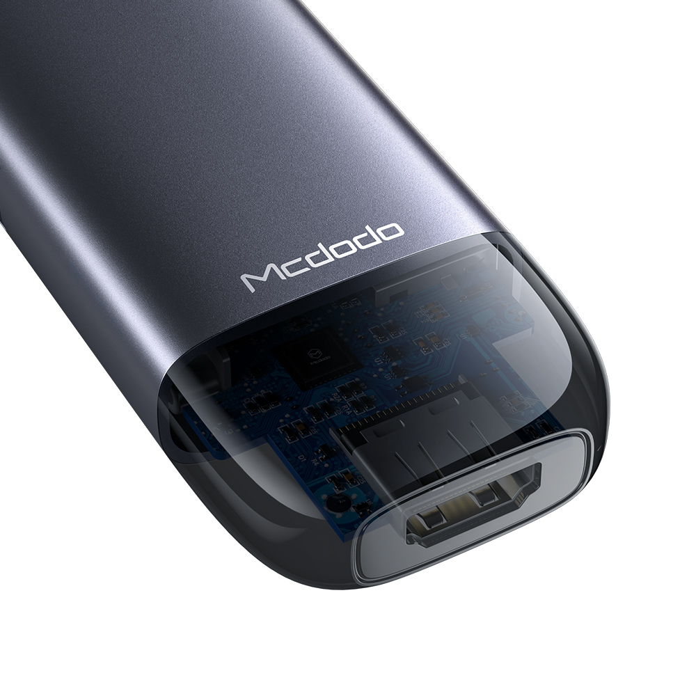 Mcdodo - Hub (HU-7740) - 6 σε 1, 2x USB3.0, Type-C PD100W, HDMI 4K, Υποδοχή κάρτας SD/TF, 5Gbps, 2TB, Καλώδιο Type-C - Γκρι - Image 6