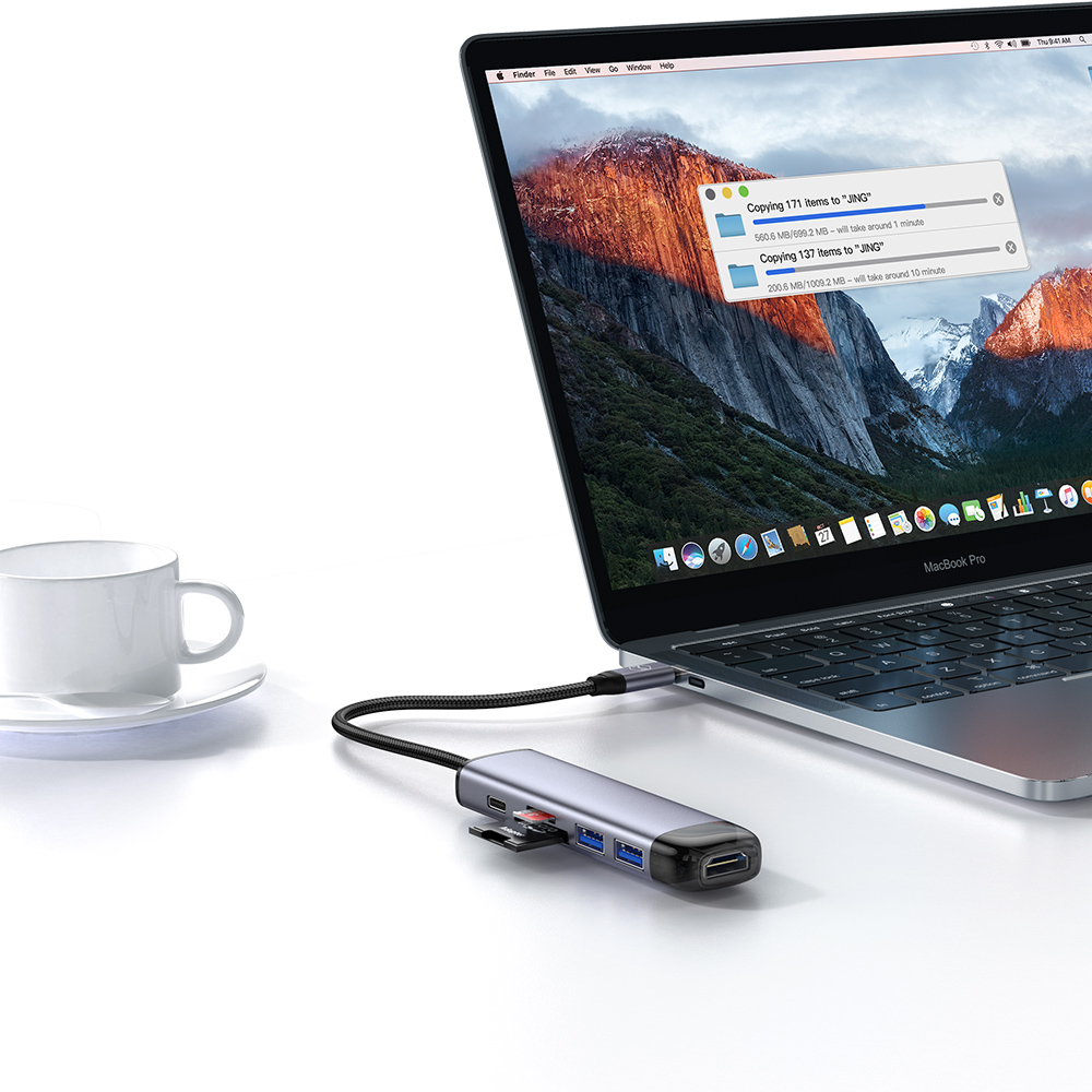 Mcdodo - Hub (HU-7740) - 6 σε 1, 2x USB3.0, Type-C PD100W, HDMI 4K, Υποδοχή κάρτας SD/TF, 5Gbps, 2TB, Καλώδιο Type-C - Γκρι - Image 4