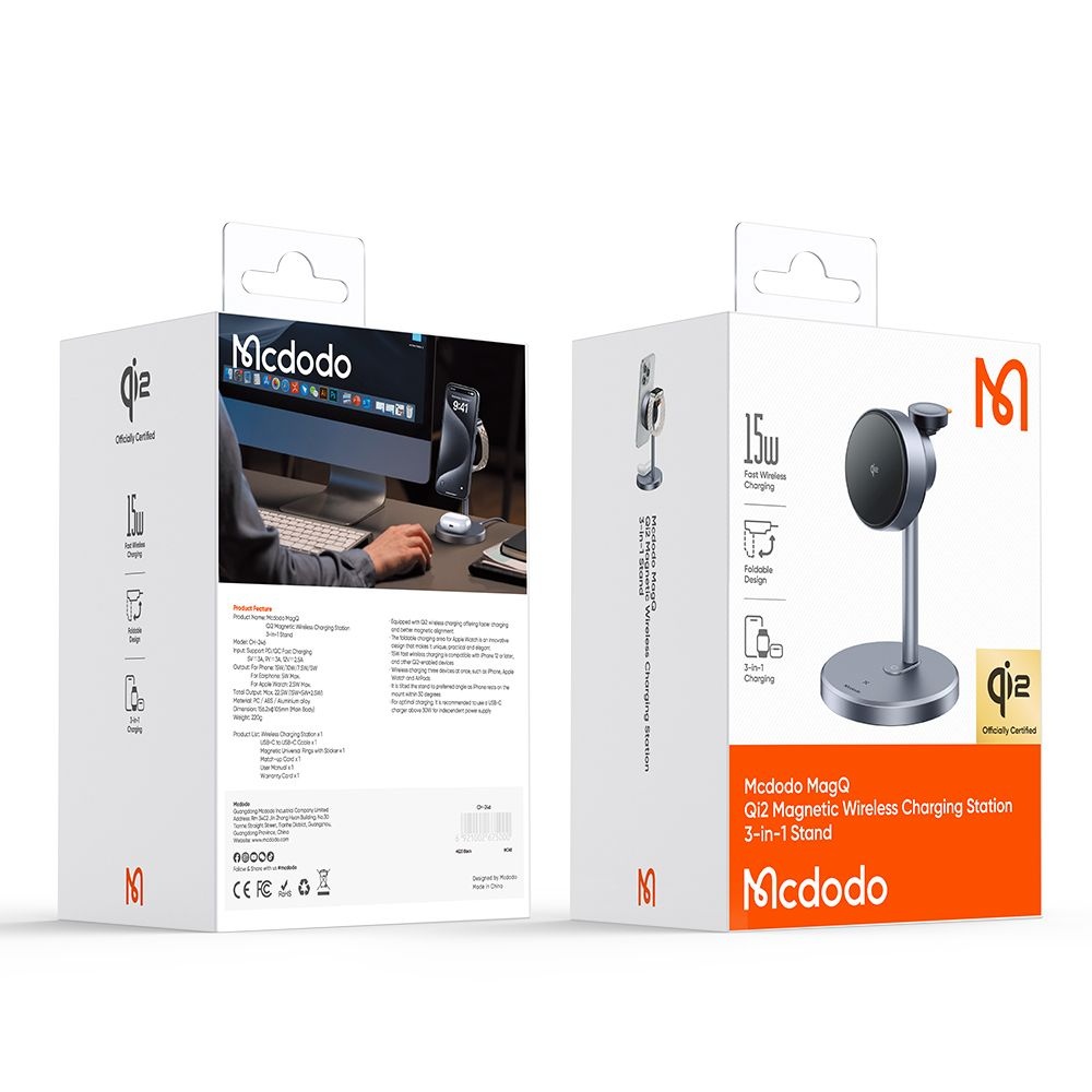 Mcdodo - Ασύρματος Σταθμός Φόρτισης Black Swan Series (CH-2462) - με Φορτιστή Τοίχου, Μαγνητικός, για Apple, 22.5W, Qi2 - Μαύρος - Image 7