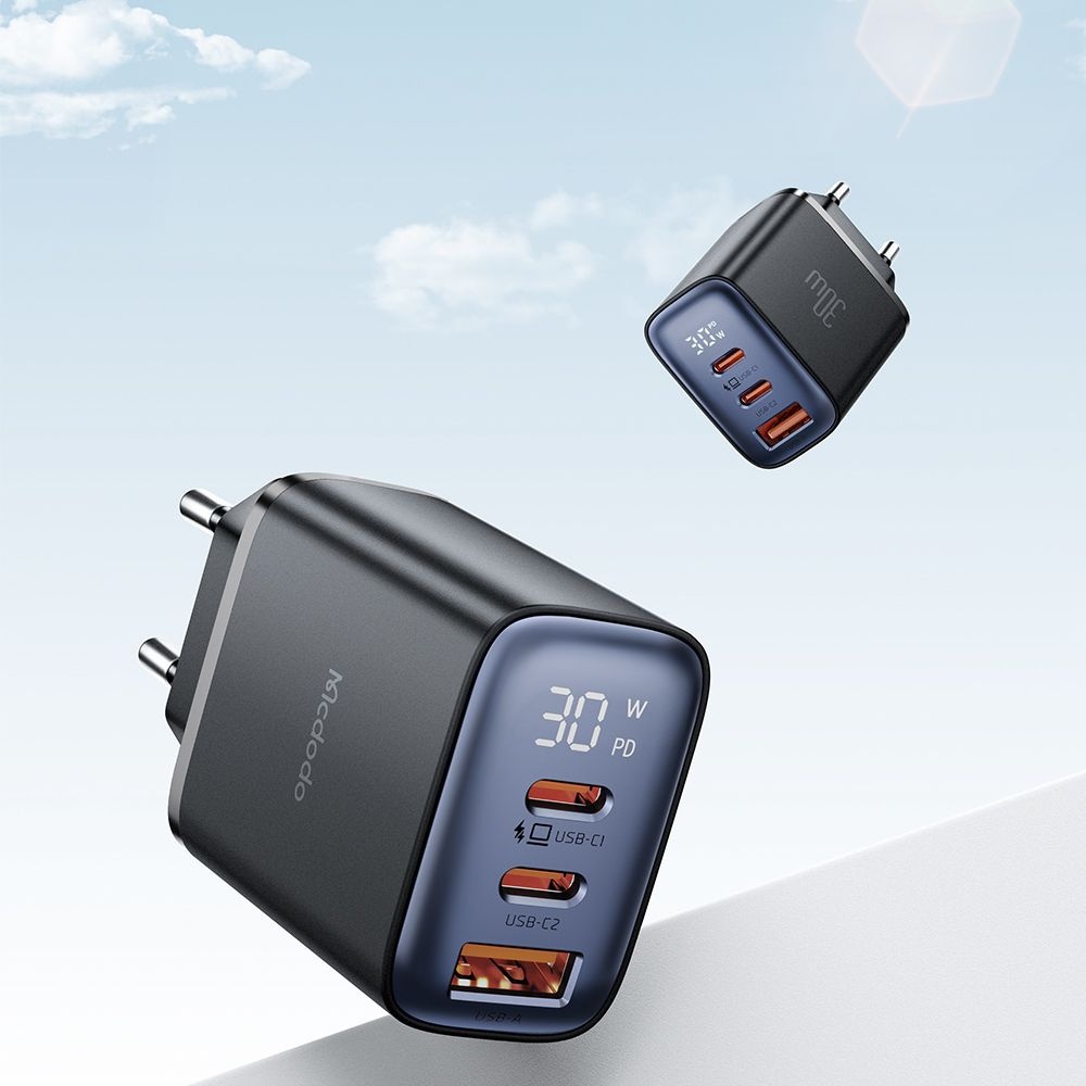 Mcdodo - Φορτιστής τοίχου (CH-2180) - 2x USB-C, 1x USB-A, 30W, Γρήγορος φορτιστής, Ψηφιακή οθόνη - Μαύρο - Image 6