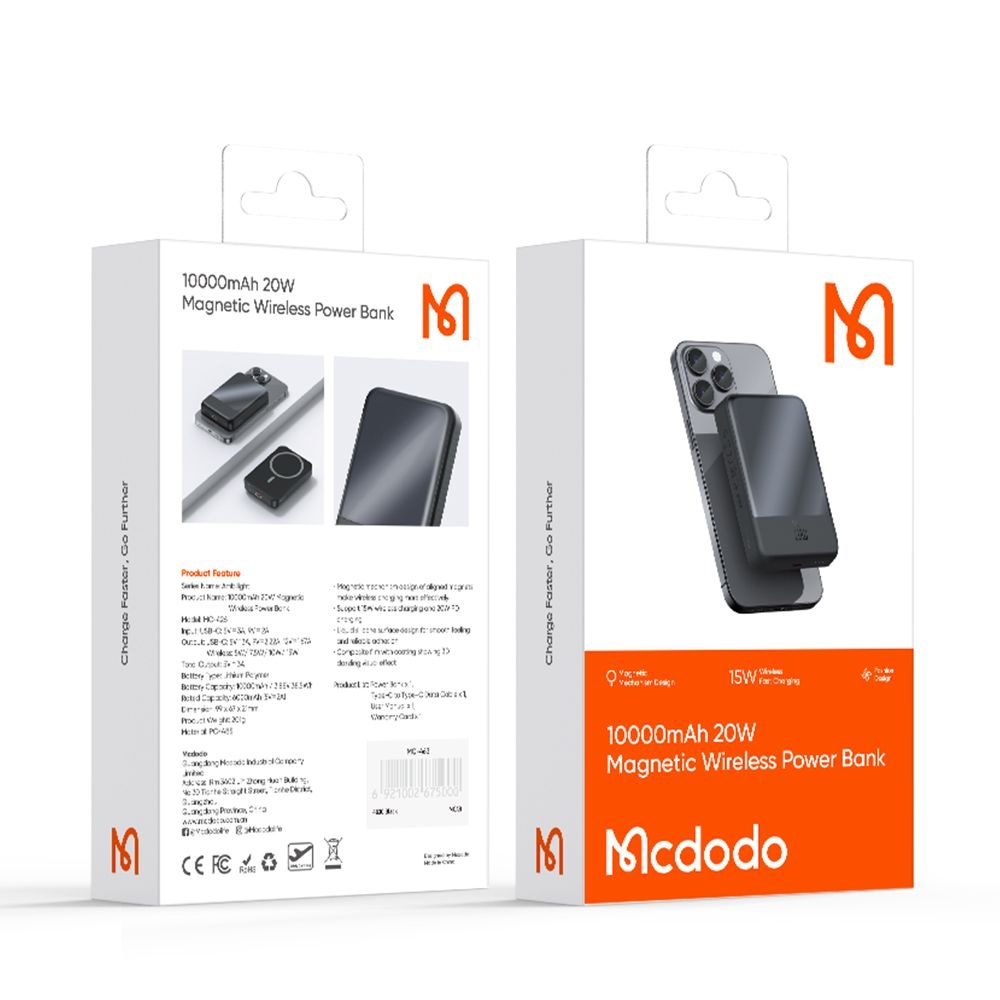 Mcdodo - Μαγνητικό Power Bank Σειρά Ambilight (MC-4261) - 10000mAh, Έλεγχος Θερμοκρασίας NTC, 20W, Ένδειξη LED - Μαύρο - Image 7