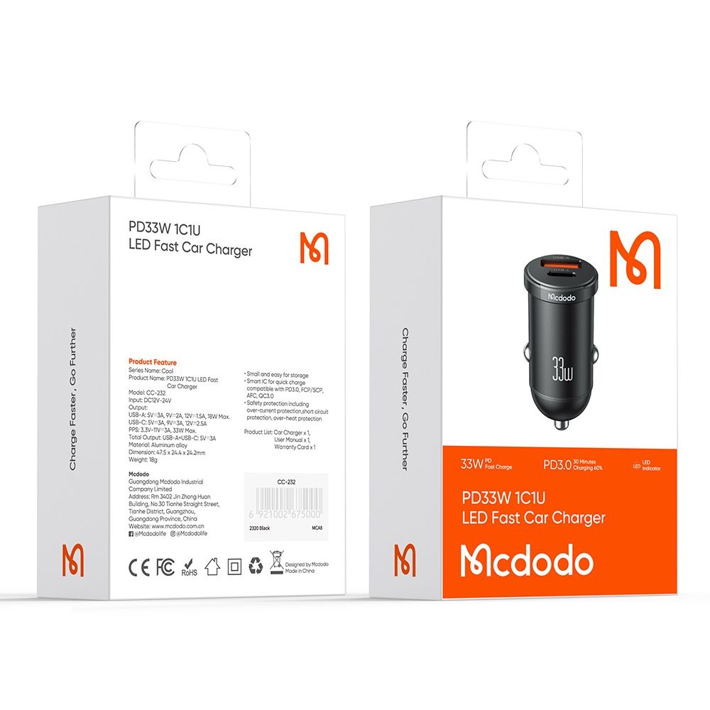 Mcdodo - Φορτιστής Αυτοκινήτου Cool Series (CC-2320) - Διπλή Θύρα, Γρήγορος Φορτιστής, 33W, Μίνι Μέγεθος, 12-24V - Μαύρο - Image 7