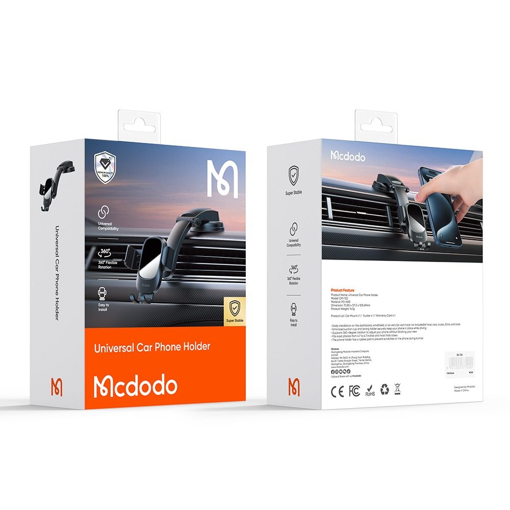 Mcdodo - Βάση Αυτοκινήτου (CM-7220) - για Παρμπρίζ/Ταμπλό, Περιστροφή 360°, 4,7 - 6,7 ίντσες - Image 7