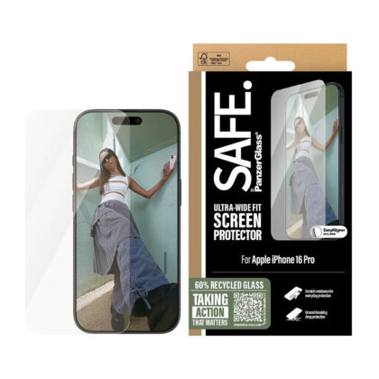 PanzerGlass® - SAFE. Προστατευτικό οθόνης εξαιρετικά ευρείας εφαρμογής - iPhone 16 Pro - Διαφανές
