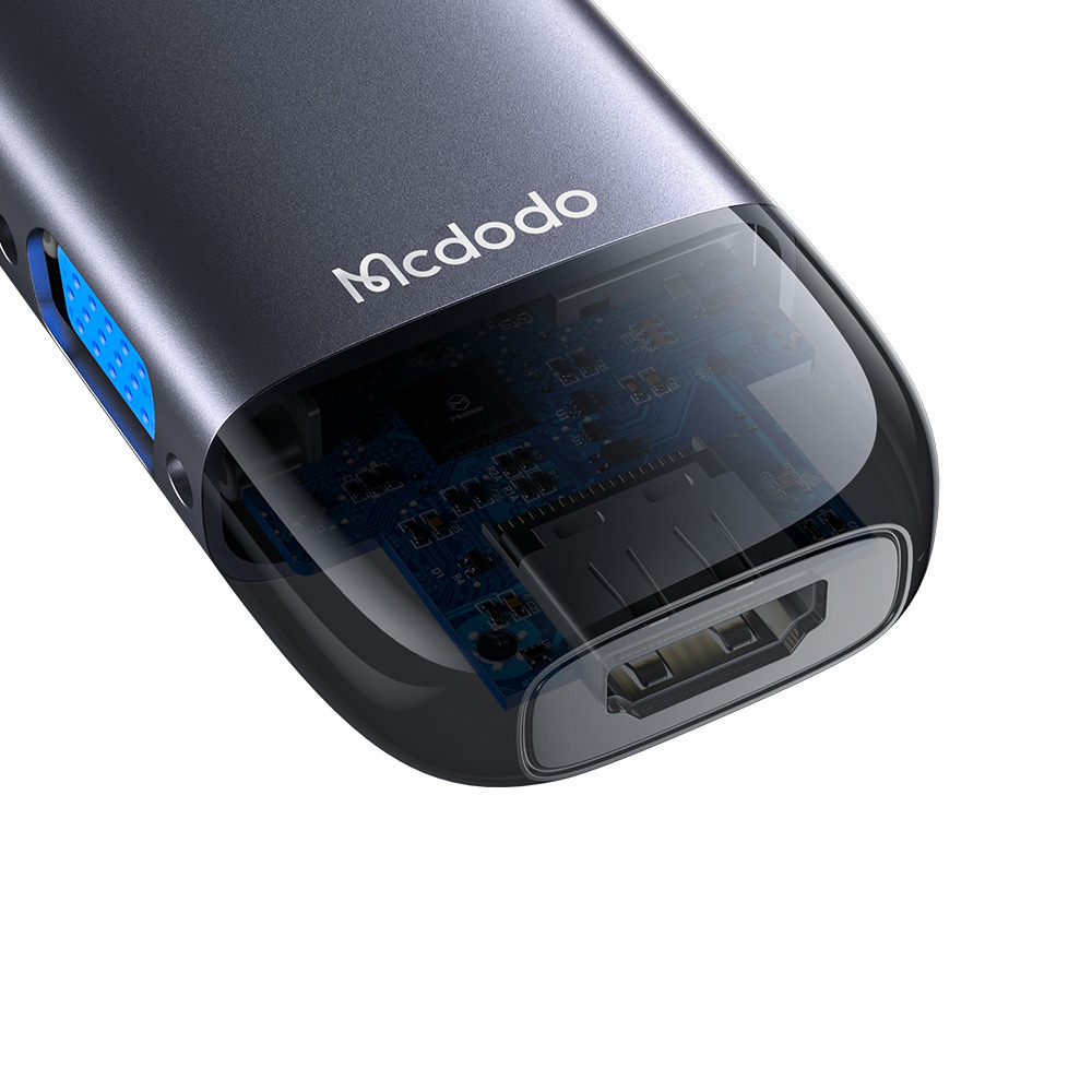 Mcdodo - Hub (HU-7420) - 10 σε 1, 2x USB2.0, 2x USB3.0, USB-C PD100W, VGA, HDMI 4K, LAN, Υποδοχή SD/TF, 5Gbps, Καλώδιο Type-C - Γκρι - Image 2
