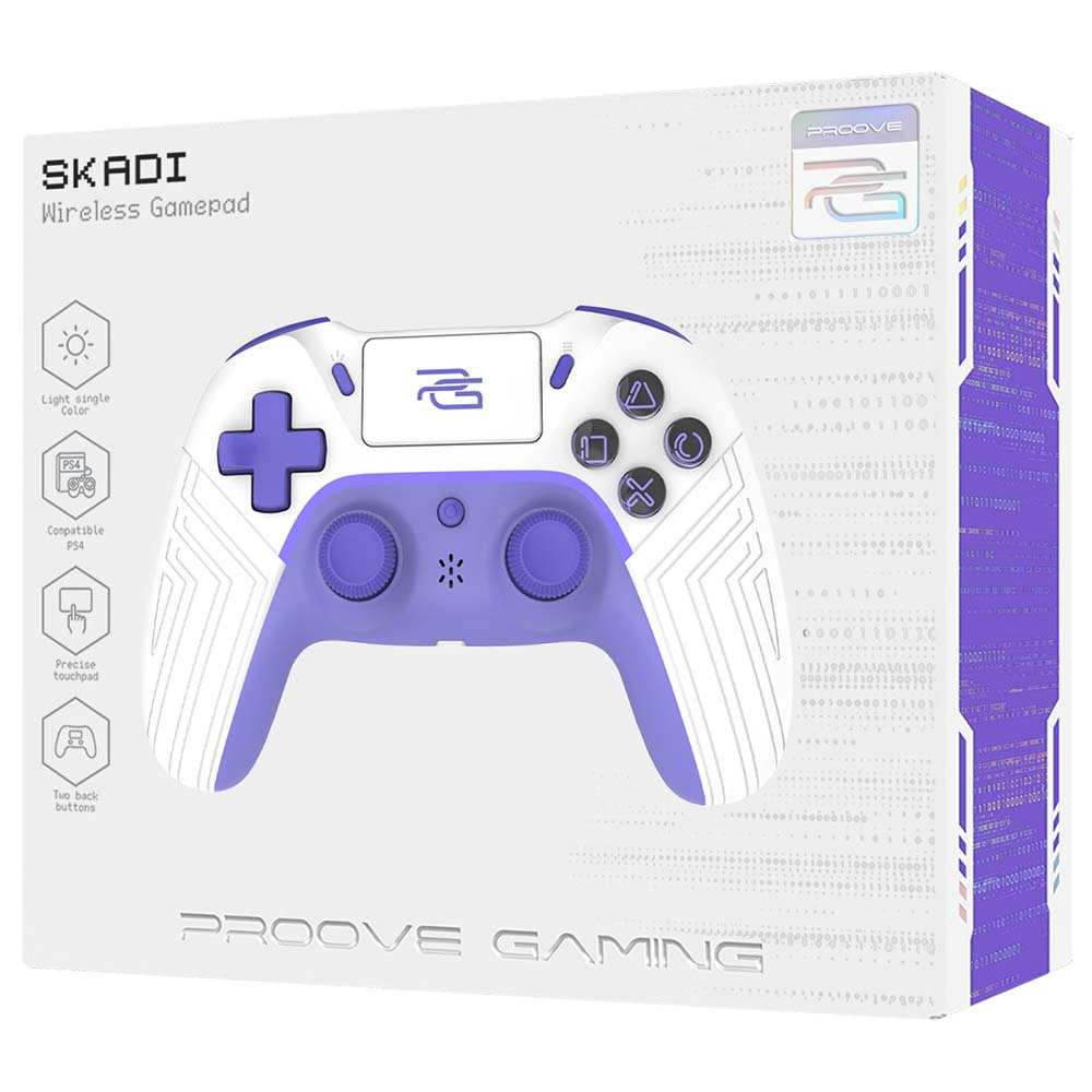 Proove - Ασύρματο Χειριστήριο Skadi (WGSK00022016) - Εργονομικό, USB-C, AUX, Touch-pad, PS4, PC, Android, 600mAh - Λευκό/Μωβ - Image 6