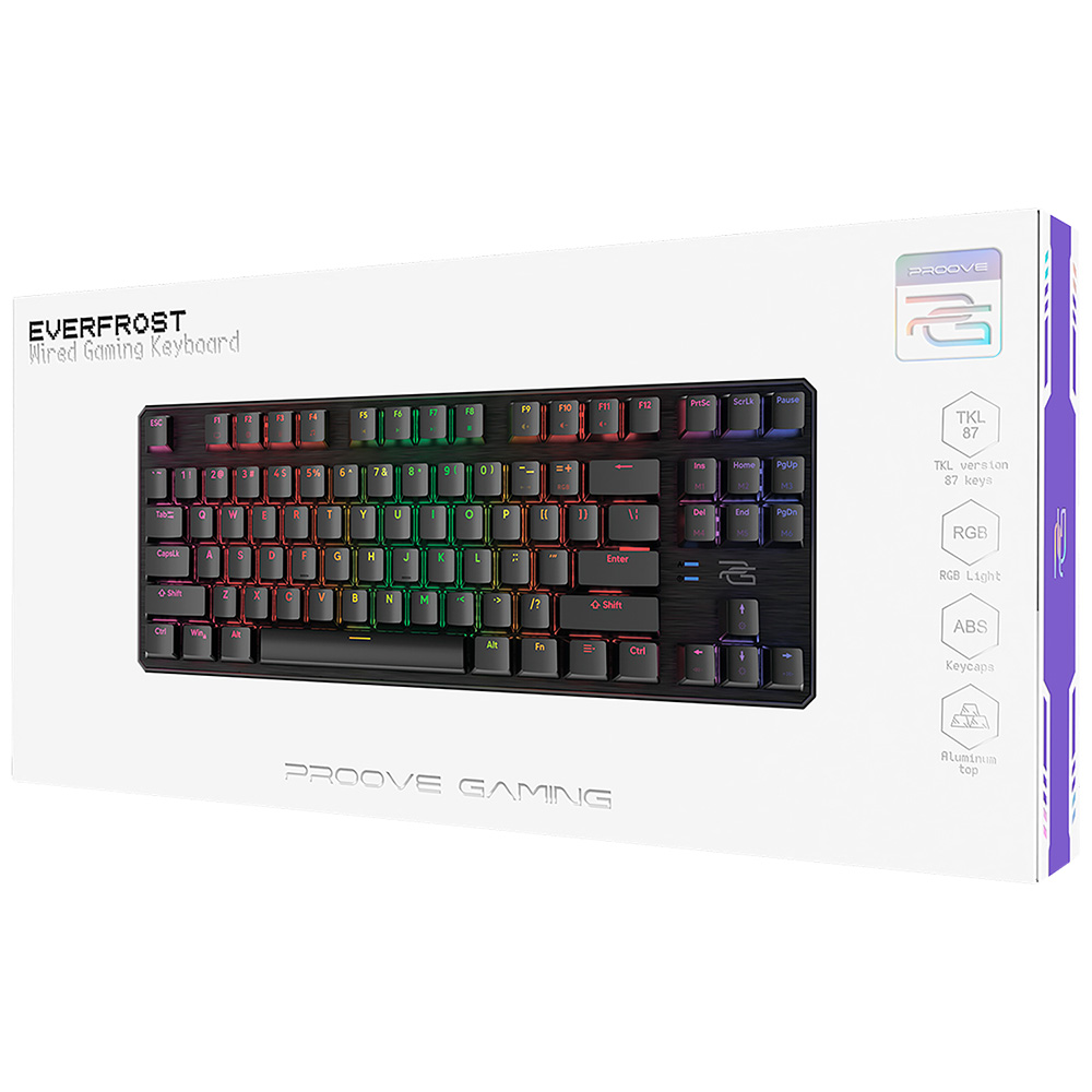 Proove - Ενσύρματο Πληκτρολόγιο Everfrost (CKEVEN00000401) - Μηχανικό, Οπίσθιος Φωτισμός RGB, 87 Πλήκτρα, Διακόπτες Outemu, 1,8 μ. - Μαύρο - Image 6