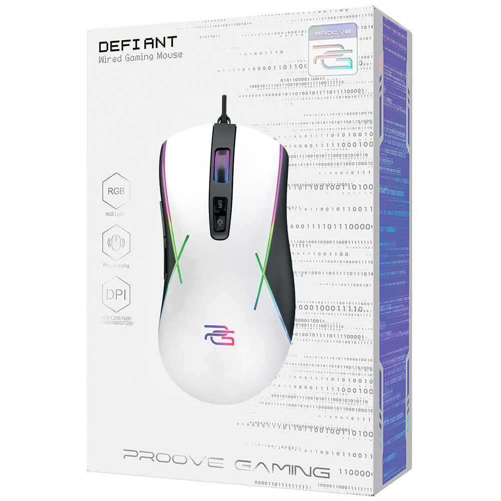 Proove - Ενσύρματο ποντίκι Defiant (CMDE00000101) - για παιχνίδια, USB, LED, 7 κουμπιά, 7200DPI, Windows, MacOS, Linux, 1,5 m - Λευκό - Image 6