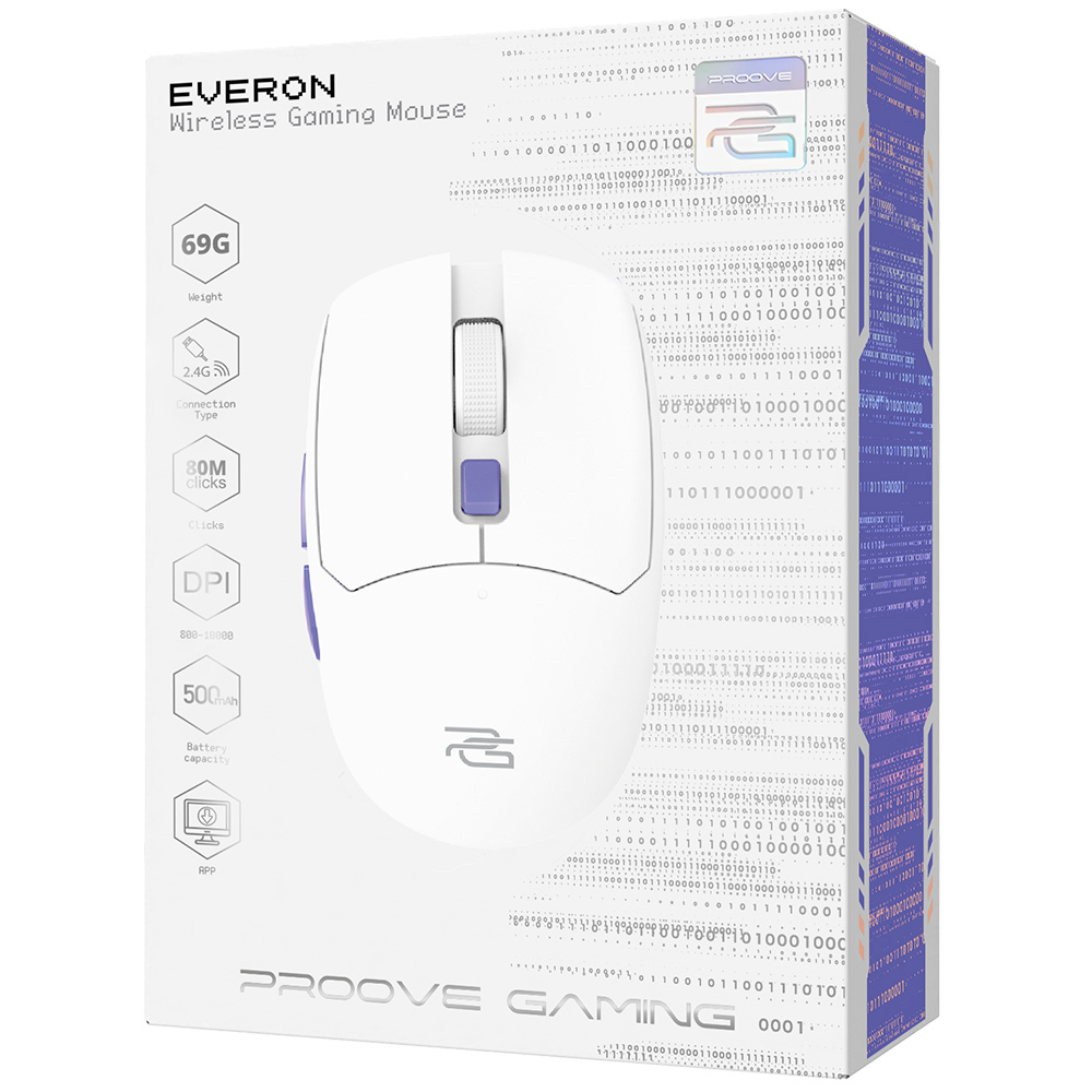 Proove - Ασύρματο Ποντίκι Everon (WMEV00022002) - για Gaming, Type-C, 6 Κουμπιά, 800-10000DPI, 500mAh, 1.5m - Λευκό - Image 7