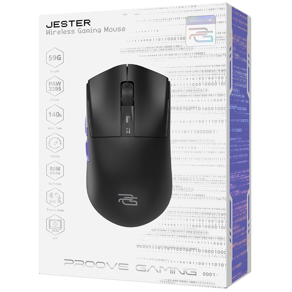 Proove - Ασύρματο Ποντίκι Jester 8K (WMJS00022001) - για Gaming, Οθόνη OLED, 7 Κουμπιά, 800-26000DPI, 500mAh, 1.5m - Μαύρο - Image 7