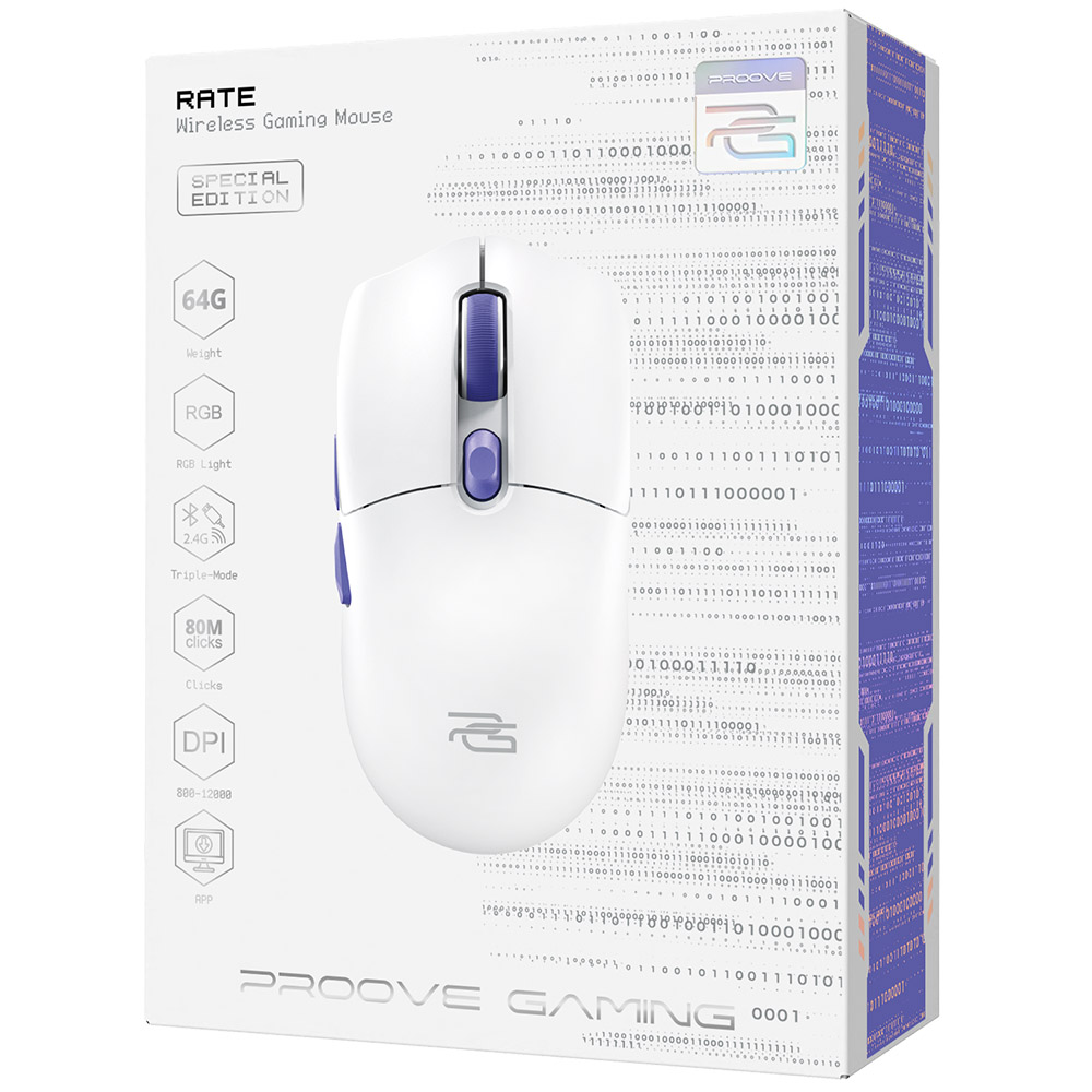 Proove - Ασύρματο Ποντίκι Rate Special Edition (CMRTWRS03002) - για Gaming, με 6 Κουμπιά, 800-12000DPI, 650mAh, 1.5m - Λευκό - Image 7