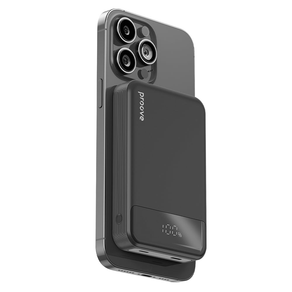 Proove - Power Bank Hoodman (PBH120010001) - Τύπου-C, Lightning, Μαγνητικό, με Οθόνη LED, Qi, 20W, 10000mAh - Μαύρο - Image 2