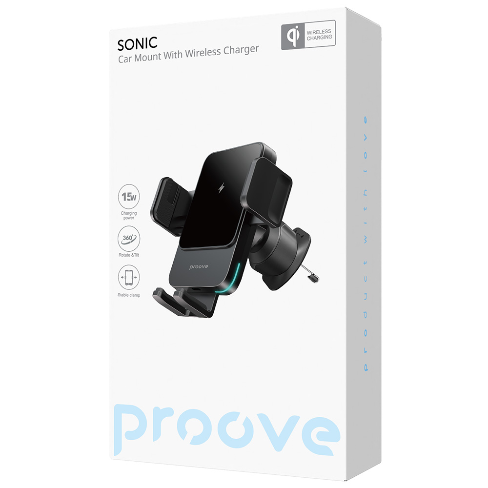 Proove - Βάση Αυτοκινήτου με Ασύρματη Φόρτιση Sonic (WHSN15002001) - για Αεραγωγό, Ασφαλή Σύνδεση, 15W, LED, Universal - Γκρι - Image 7