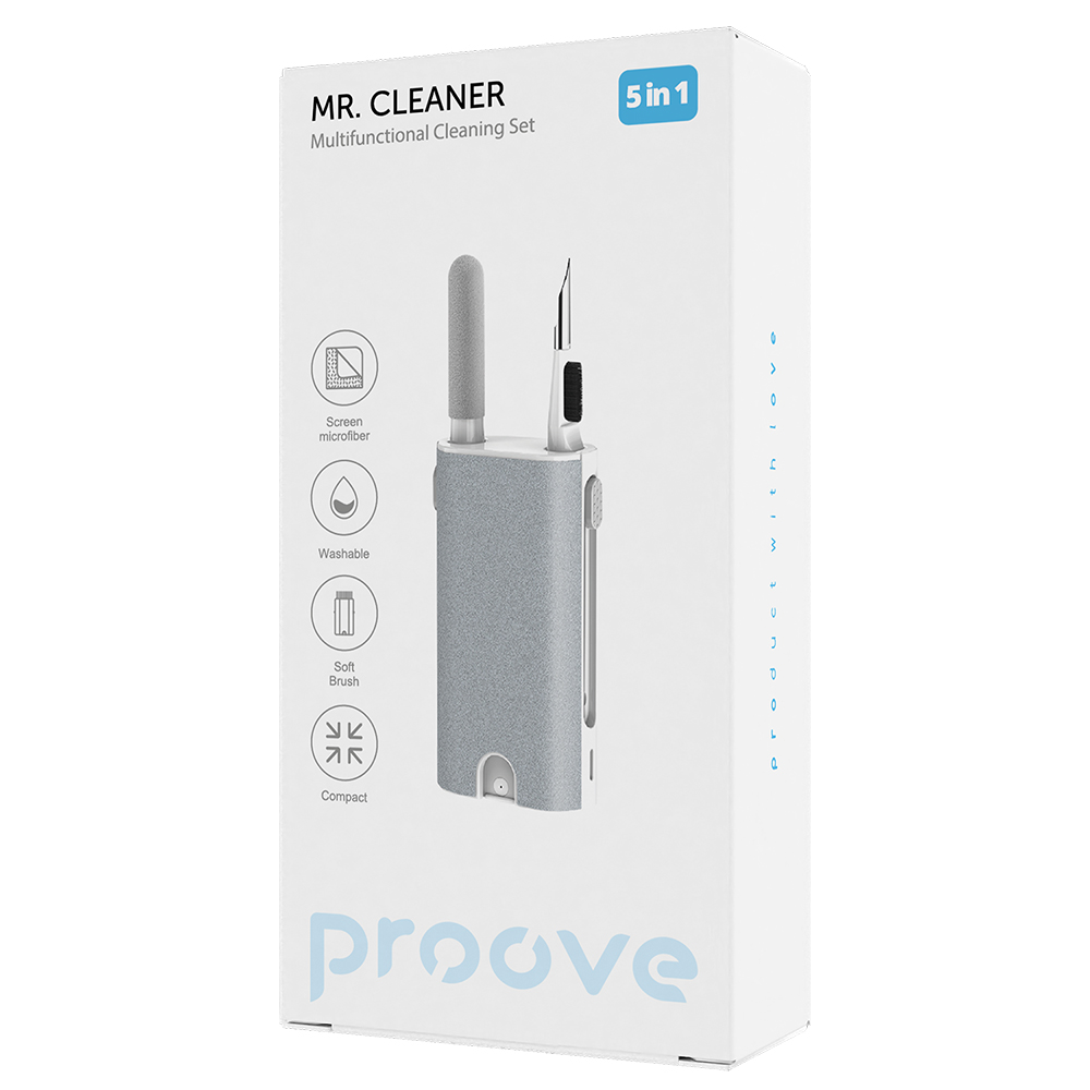 Proove - Πολυλειτουργικό Σετ Καθαρισμού Mr. Cleaner (MCS00000502) - 5 σε 1 με Οθόνη Μικροϊνών για Laptop, Τηλέφωνο - Γκρι - Image 7