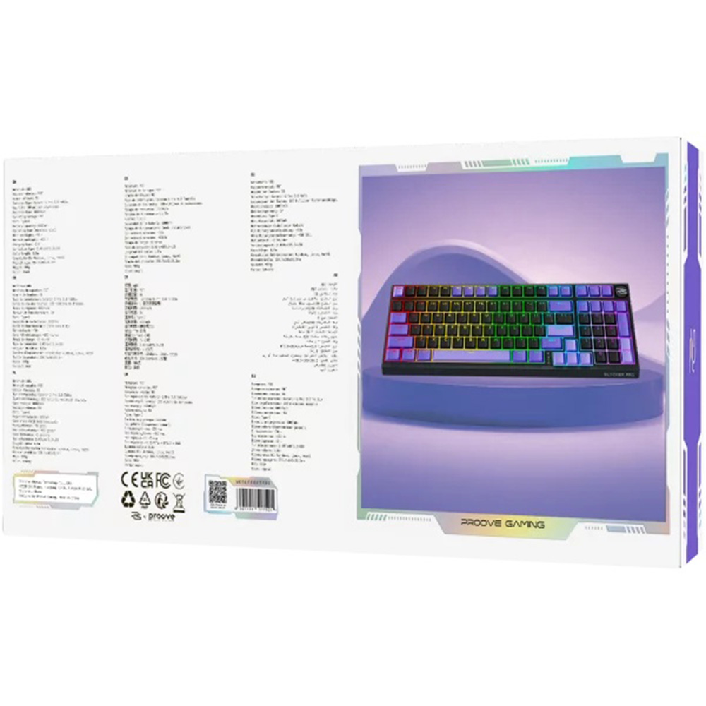 Proove - Ασύρματο πληκτρολόγιο παιχνιδιών Slicker Pro (WKSLPEN22416) - Μηχανικό, BT5.3, Type-C, RGB, 98 πλήκτρα, 6000mAh, 1.8m - Μαύρο - Image 7