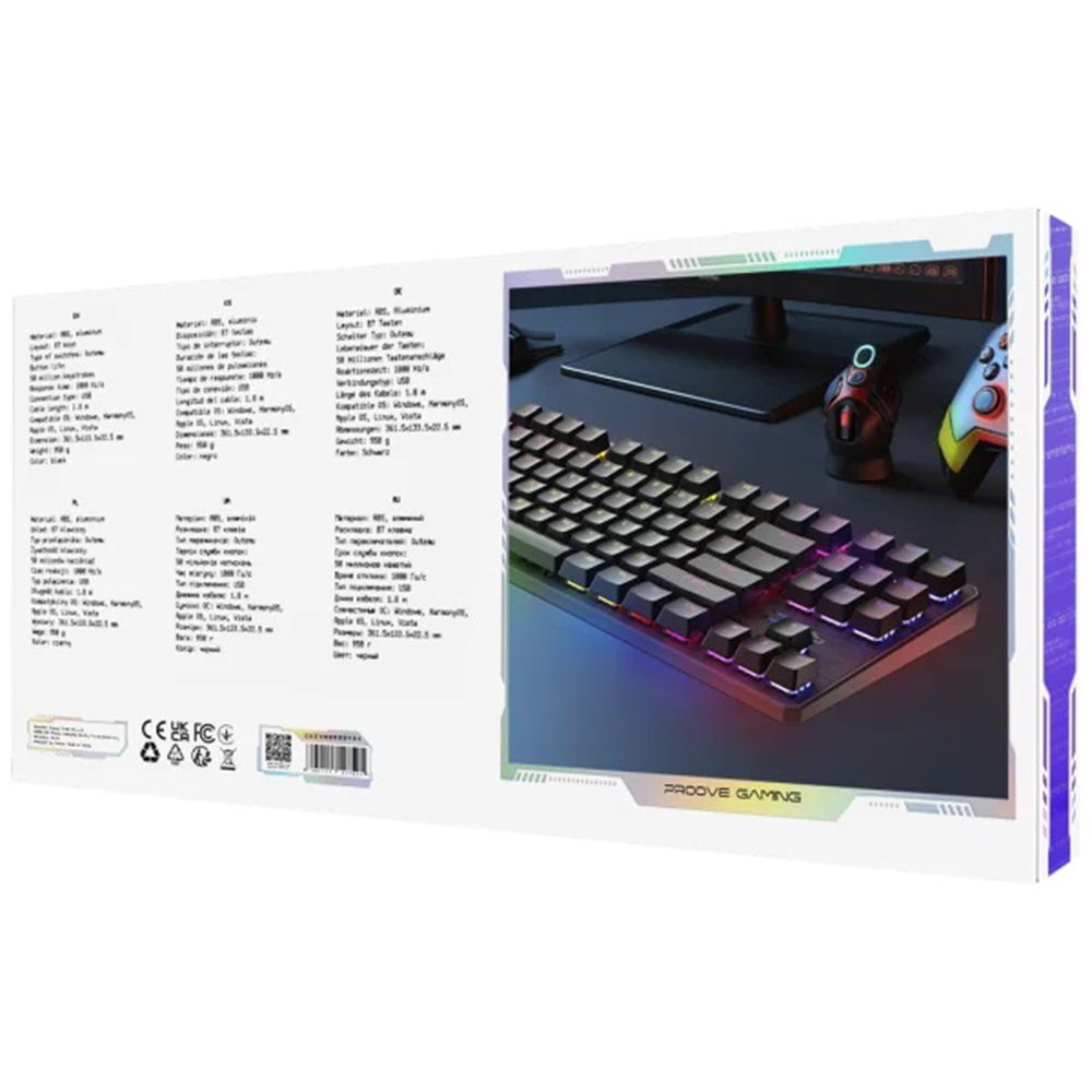 Proove - Ενσύρματο Πληκτρολόγιο Everfrost (CKEVEN00000401) - Μηχανικό, Οπίσθιος Φωτισμός RGB, 87 Πλήκτρα, Διακόπτες Outemu, 1,8 μ. - Μαύρο - Image 7