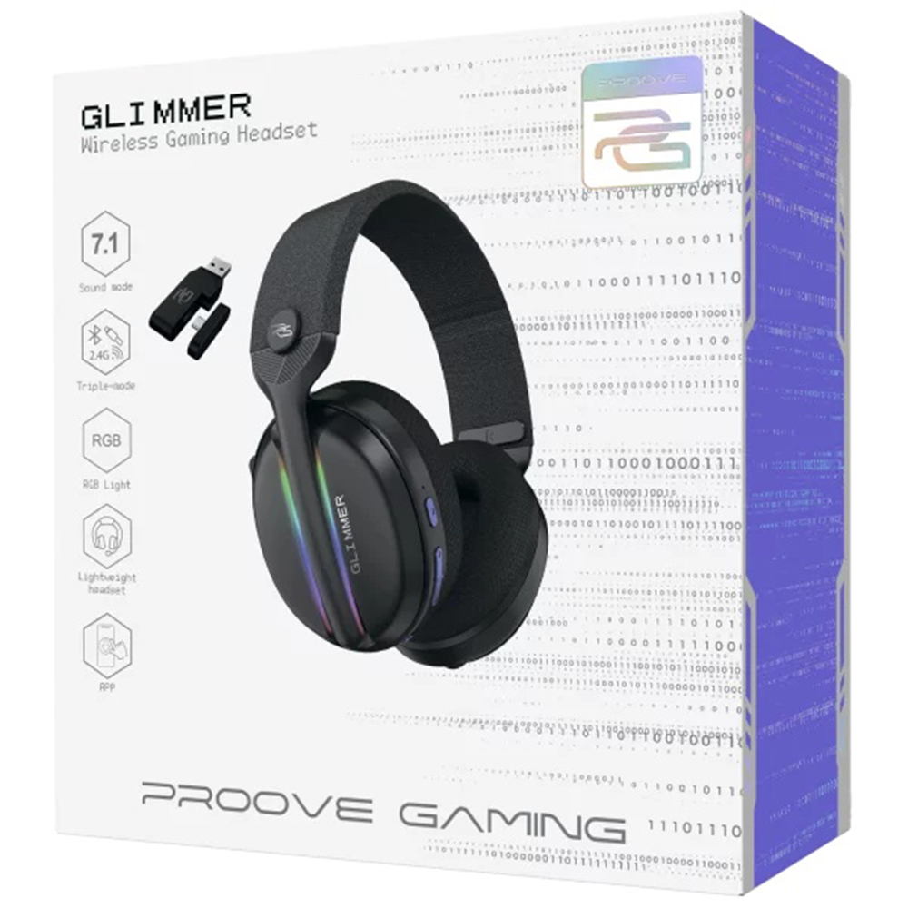 Proove - Ακουστικά Gaming Glimmer (WHGL00022016) - με Μικρόφωνο, 2.4GHz, Bluetooth 5.4, RGB, Ø40mm, 900mAh - Μαύρο/Μωβ - Image 6