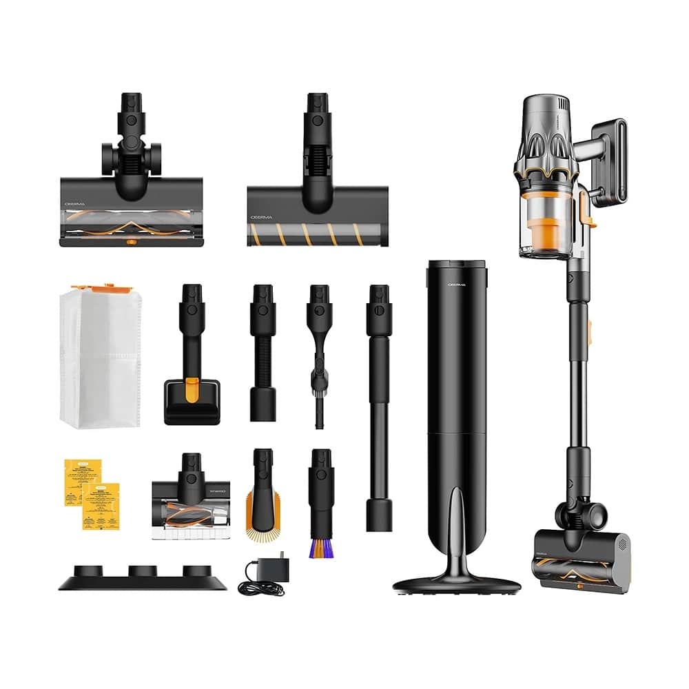 Deerma - Ασύρματη ηλεκτρική σκούπα (Σταθμός T50W XT) - 27000Pa, 600W, 2500mAh, HEPA, Τεχνολογία κυκλώνα, Οθόνη LED - Μαύρο - Image 4