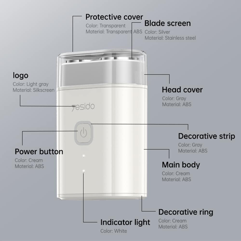 Ηλεκτρική Ξυριστική Μηχανή - 3200RPM, Type-C, 400mAh - Yesido MG20 - Λευκό - Image 3
