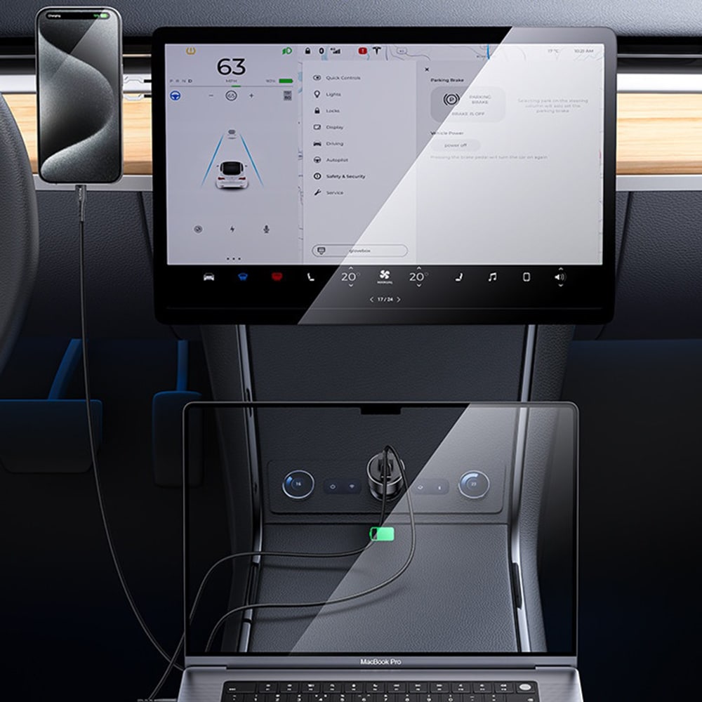 Yesido - Φορτιστής Αυτοκινήτου (Y65) - Διπλή Θύρα USB-A + Type-C, PD100W, Κράμα Αλουμινίου, Υπερταχεία Φόρτιση - Μαύρο - Image 2