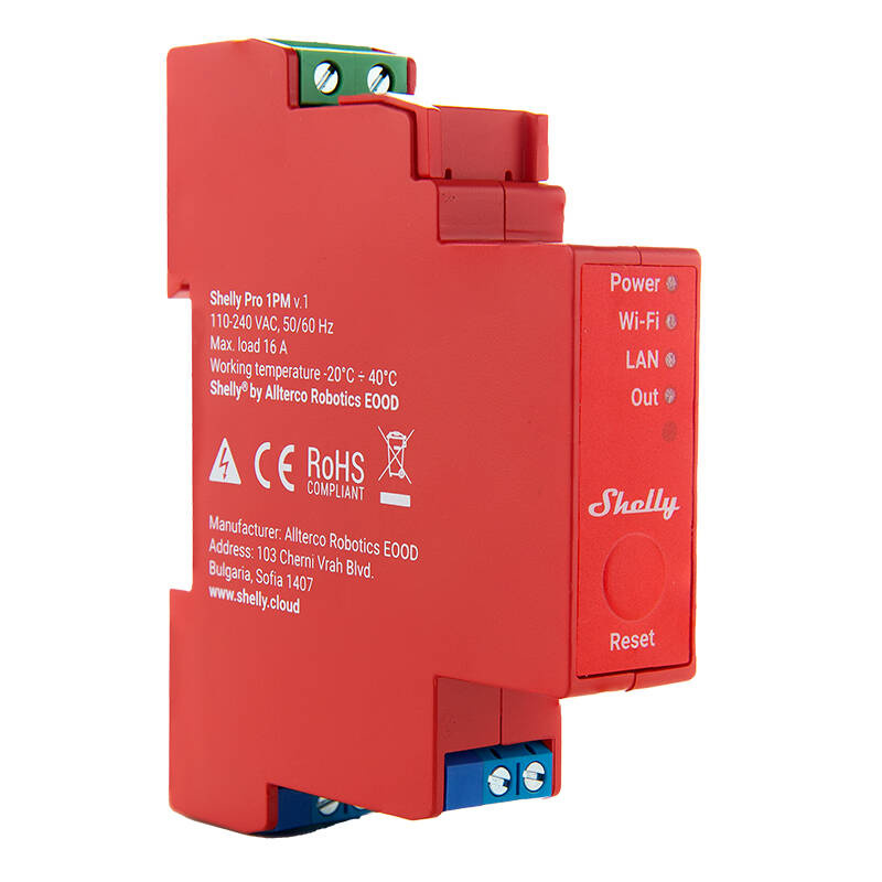 Διακόπτης Shelly Pro 1PM DIN Rail με μέτρηση ισχύος, 1 κανάλι, WiFi/LAN - Image 2