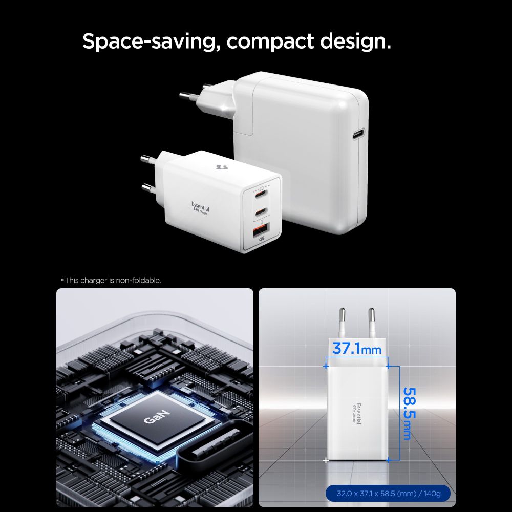SPIGEN ESSENTIAL EE673EU ΦΟΡΤΙΣΤΗΣ ΔΙΚΤΥΟΥ 3 ΘΥΡΩΝ 67W ΛΕΥΚΟΣ - Image 4