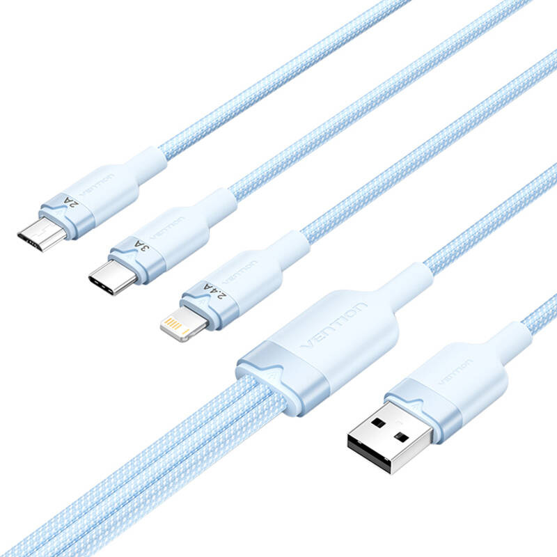 Καλώδιο USB 2.0 A προς 3in1 3A Vention CTPLG 1.5M (μπλε) - Image 2