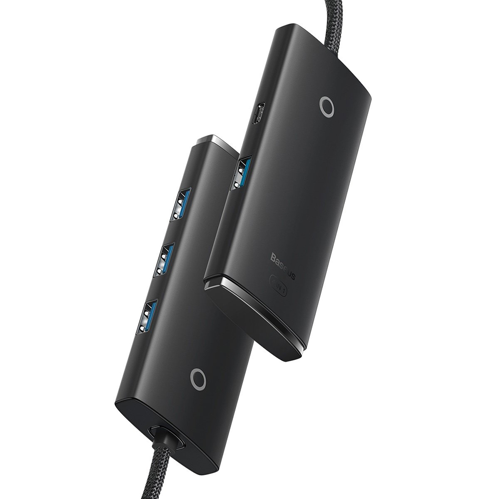 Baseus - Προσαρμογέας Hub Lite Series (WKQX030401) - USB-C σε 4x USB 3.0, Type-C, 1m - Μαύρο - Image 2