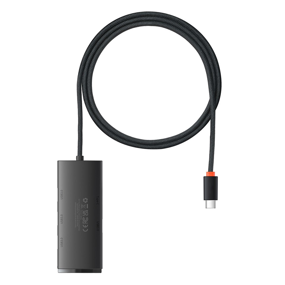 Baseus - Προσαρμογέας Hub Lite Series (WKQX030401) - USB-C σε 4x USB 3.0, Type-C, 1m - Μαύρο - Image 4