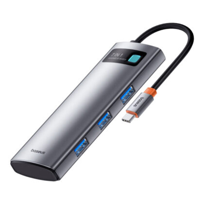 Baseus - Σταθμός σύνδεσης Metal Gleam (B00030708811-00) - Type-C σε HDMI 4K@60Hz, 3 x USB, Type-C, SD, TF - Γκρι