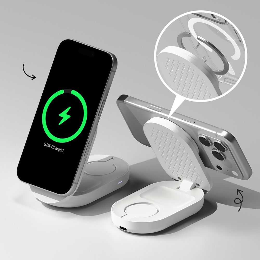 RINGKE 3ΣΕ1 ΜΑΓΝΗΤΙΚΟΣ ΑΣΥΡΜΑΤΟΣ ΦΟΡΤΙΣΤΗΣ MAGSAFE 25W QI2.2 ΛΕΥΚΟΣ - Image 4