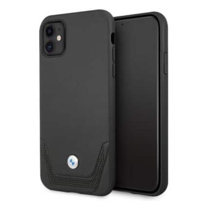 BMW BMHCN61RSWPK iPhone 11 / Xr 6.1" μαύρη σκληρή θήκη από δέρμα διάτρητο