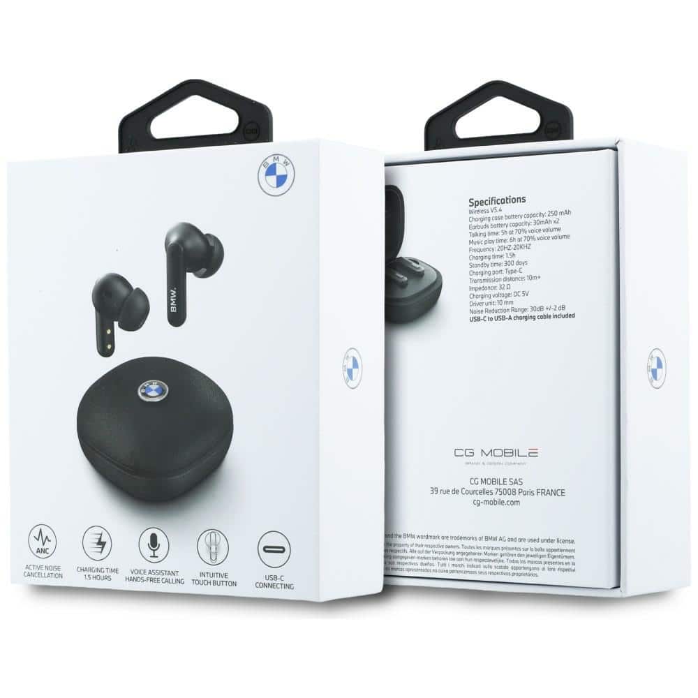 Ακουστικά Bluetooth TWS BMW Δερμάτινα Μεταλλικά Λογότυπα ENC μαύρα - Image 6