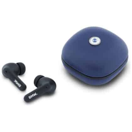 Ακουστικά Bluetooth TWS BMW Δερμάτινα Μεταλλικά Λογότυπα ENC μπλε