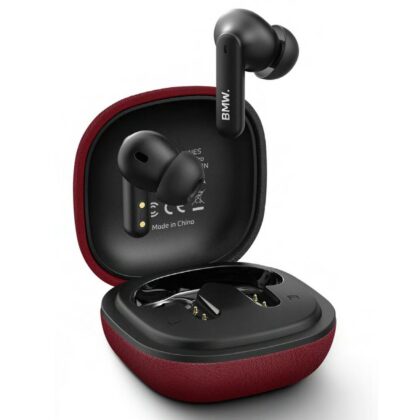 Ακουστικά Bluetooth TWS BMW Δερμάτινα Μεταλλικά Λογότυπα ENC Κόκκινα