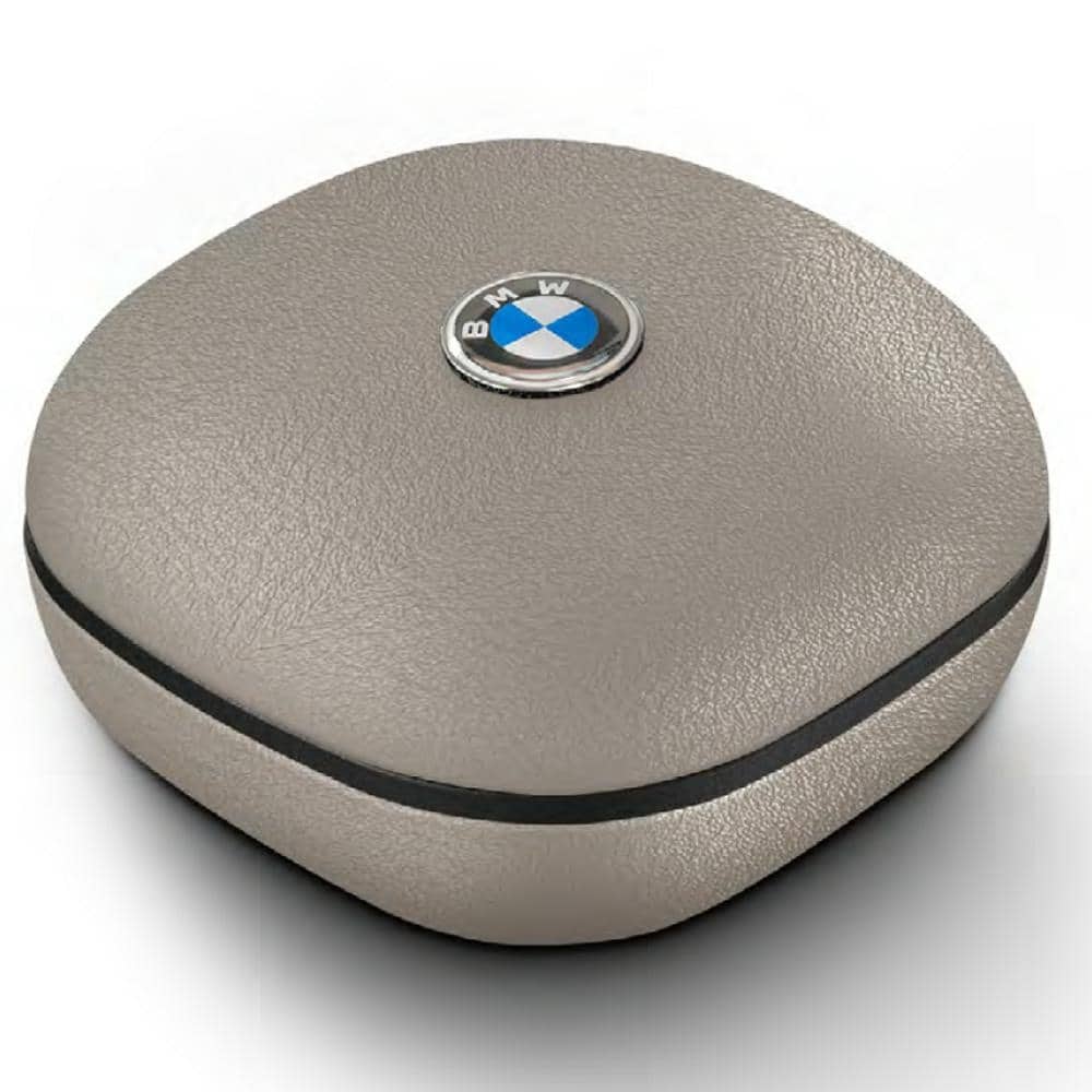 Ακουστικά Bluetooth TWS BMW Δερμάτινα Μεταλλικά Λογότυπα ENC σε μπεζ χρώμα - Image 2