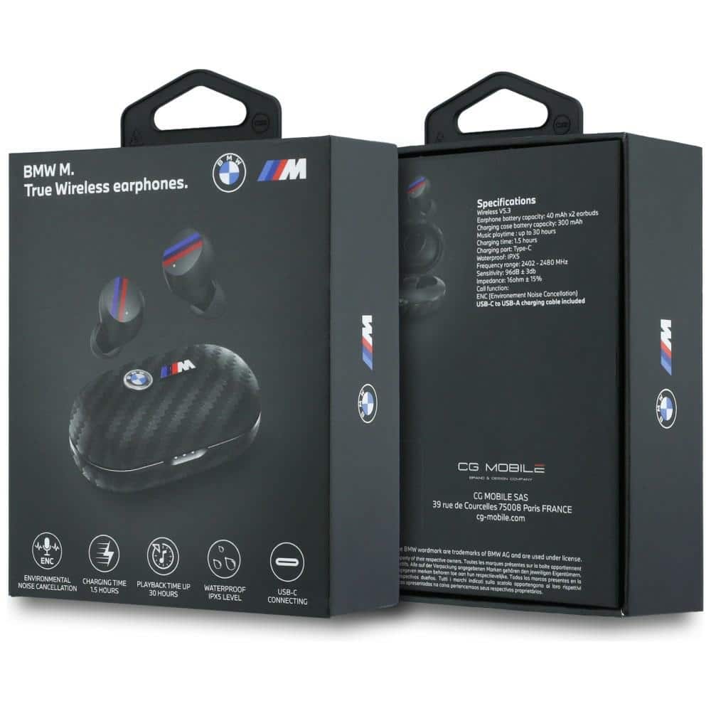 Ακουστικά Bluetooth TWS BMW Carbon Metal Logo ENC μαύρο - Image 6