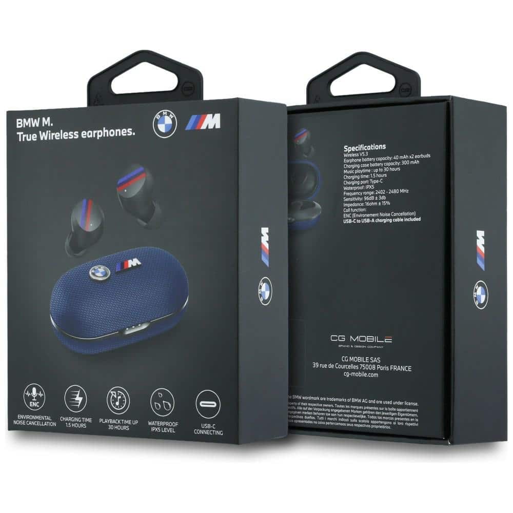 Ακουστικά Bluetooth TWS BMW Μεταλλικό λογότυπο ENC μπλε - Image 6