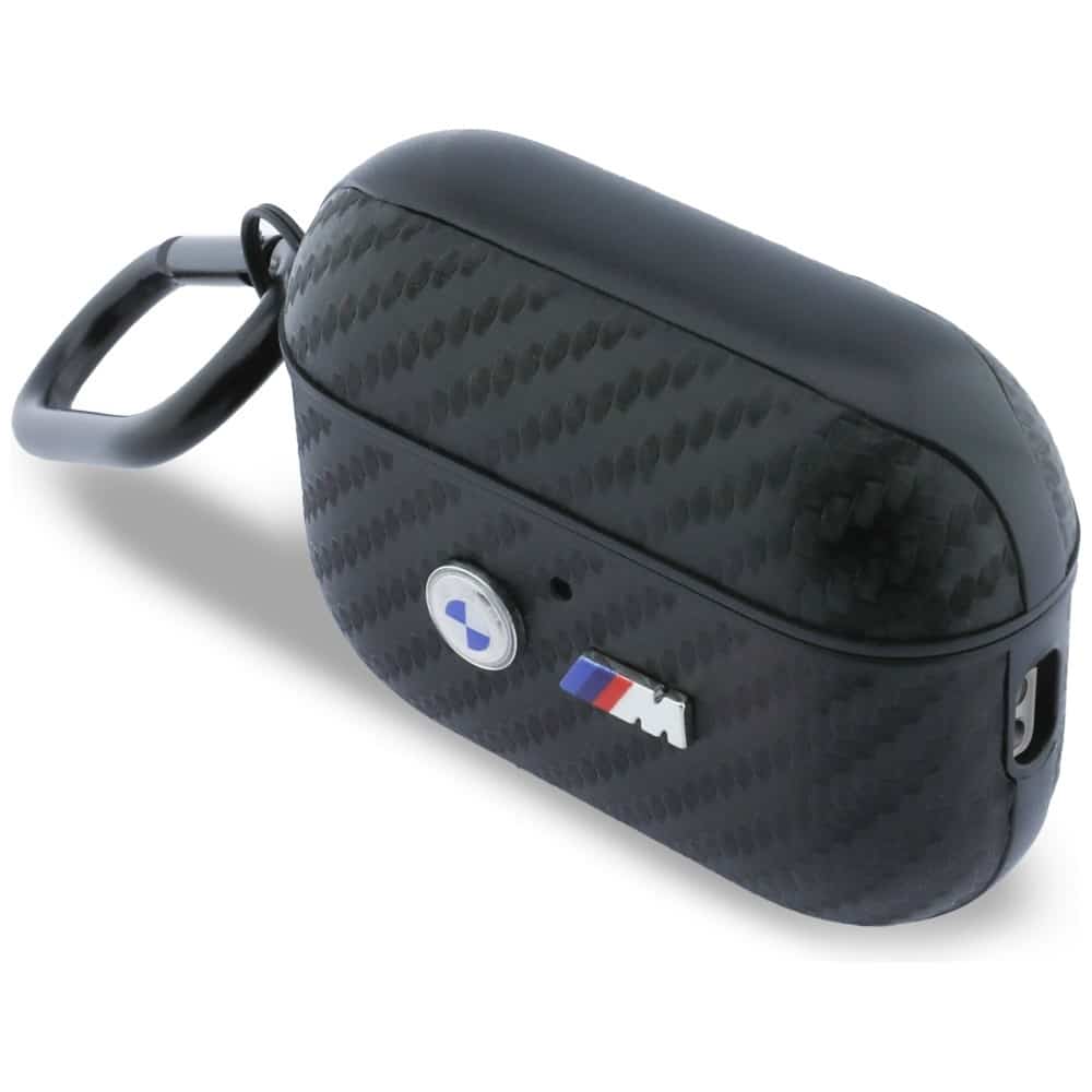 Θήκη BMW Carbon Metal με λογότυπο για AirPods Pro 3, μαύρη - Image 3