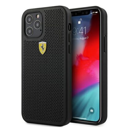 Ferrari FESPEHCP12MBK iPhone 12/12 Pro 6,1" μαύρη σκληρή θήκη On Track διάτρητη