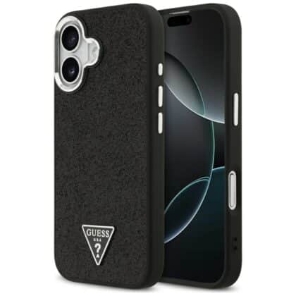 Guess Glitter Triangle Logo MagSafe - θήκη για Apple iPhone 17 - Μαύρο