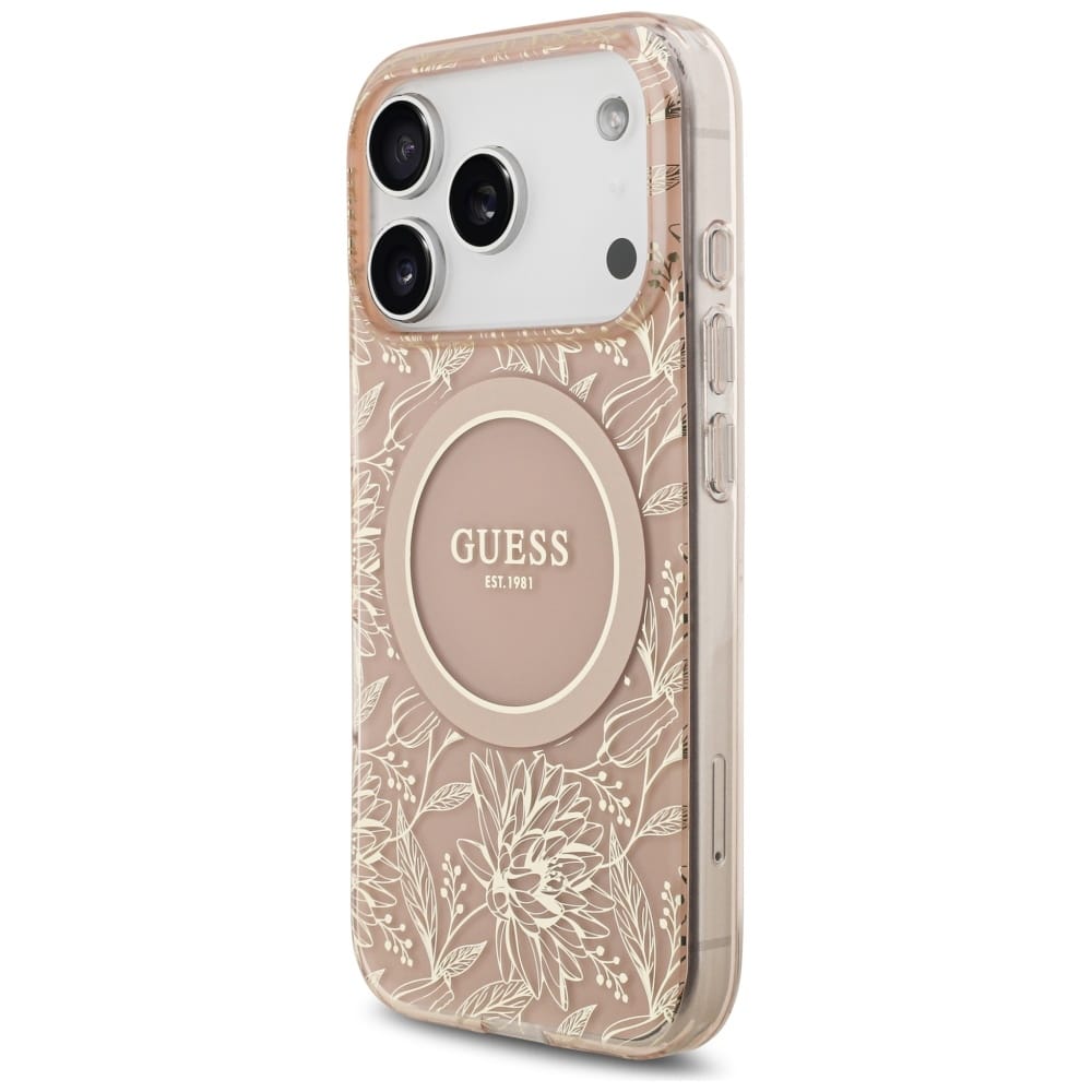Θήκη Guess IML Flowers Electro Pearl Strap MagSafe για iPhone 17 Pro ροζ - Image 3