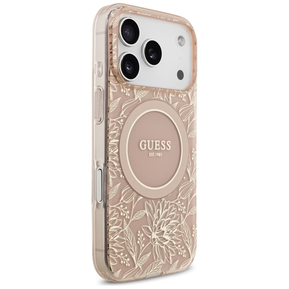 Θήκη Guess IML Flowers Electro Pearl Strap MagSafe για iPhone 17 Pro ροζ - Image 4