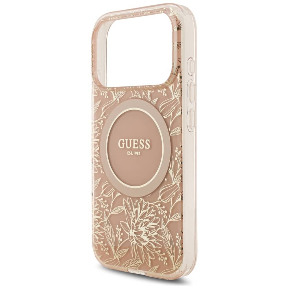 Θήκη Guess IML Flowers Electro Pearl Strap MagSafe για iPhone 17 Pro ροζ - Image 6