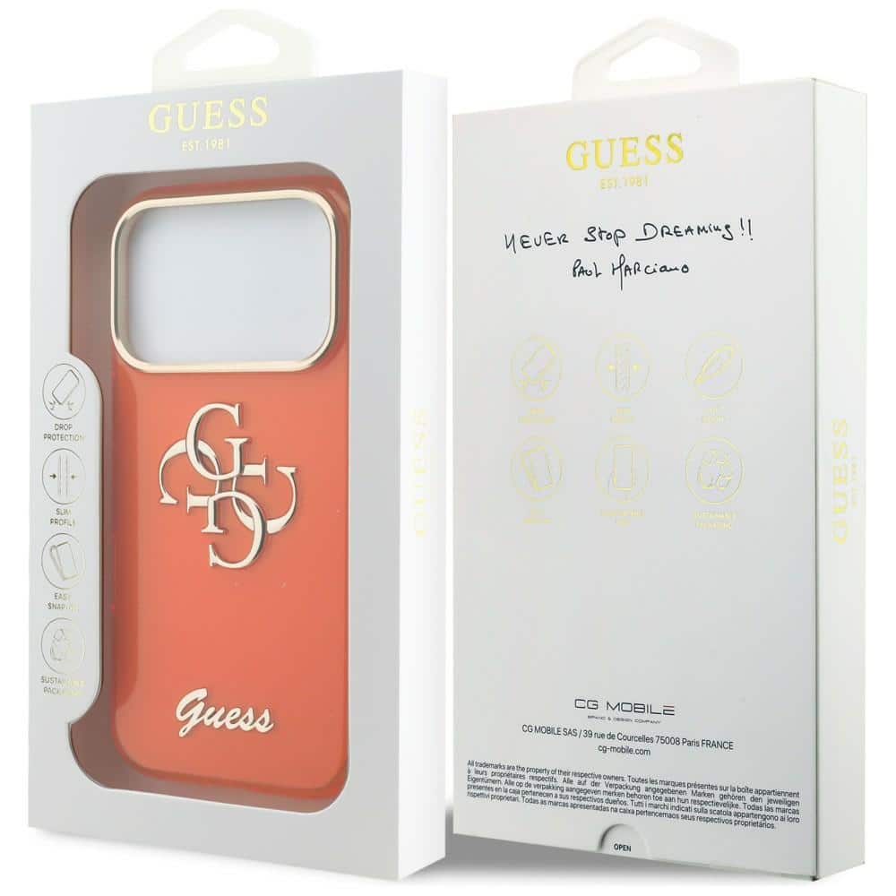 Θήκη Guess IML 4G Script Metal για iPhone 17 Pro Max Orange - Image 8