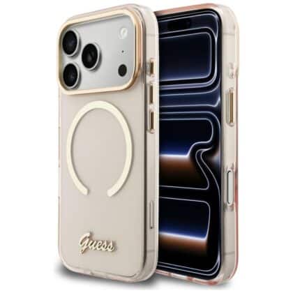 Guess IML Script Metal - θήκη για Apple iPhone 17 Pro - Ροζ
