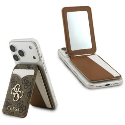 Πορτοφόλι Guess 4G Stand & Mirror Magsafe με καθρέφτη, καφέ